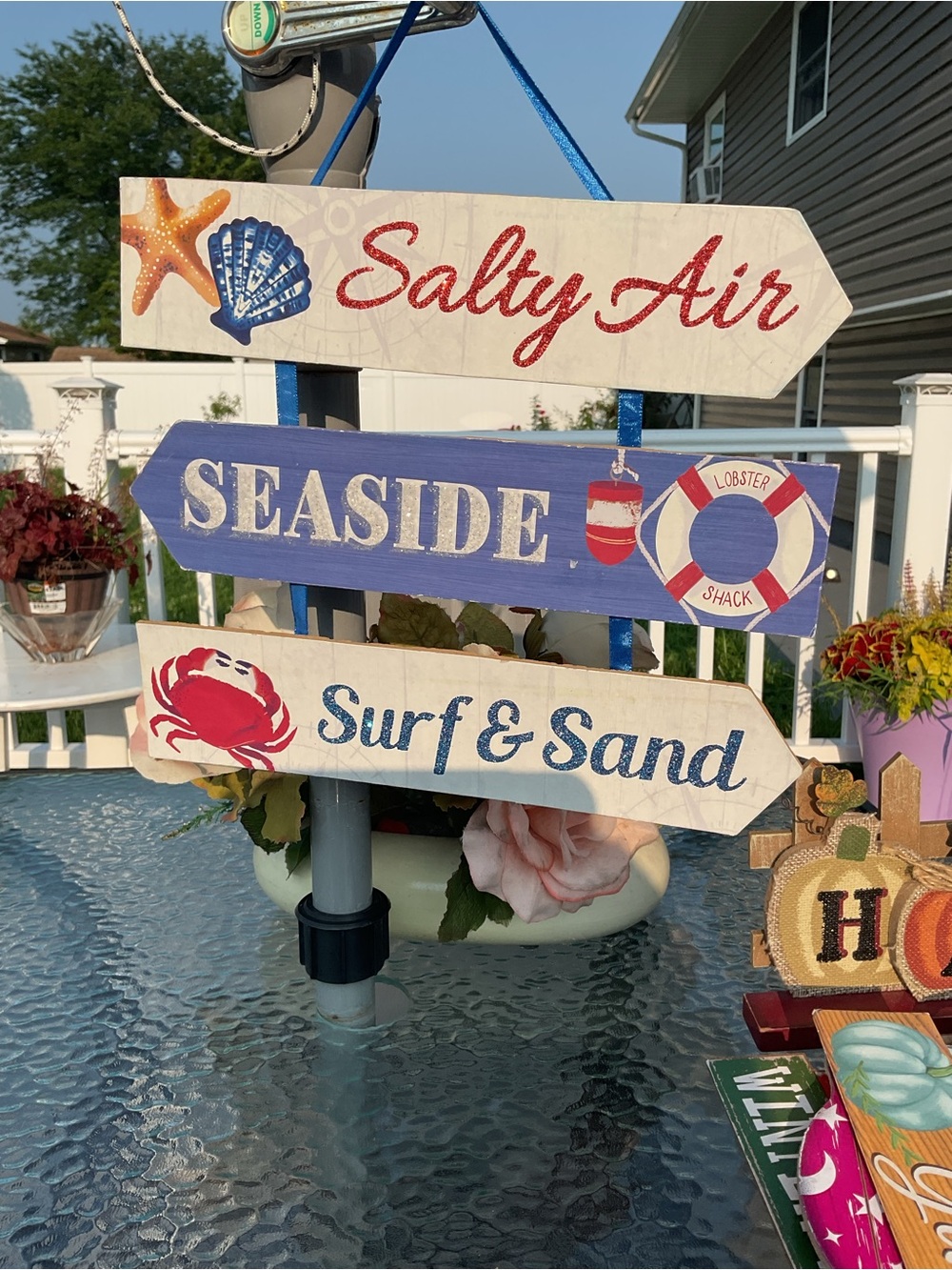 Seaside Surf & Sand Decorative Wooden Sign Trio - Blue, White, Red